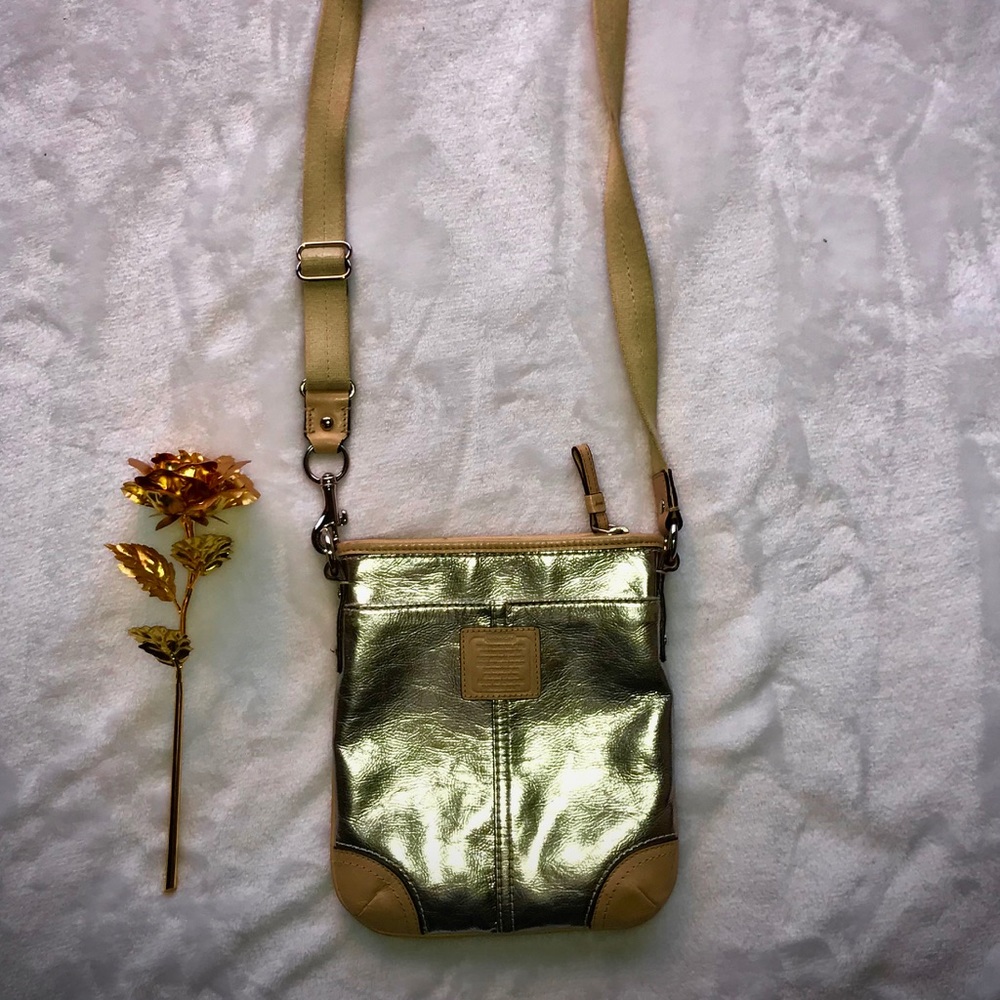 Coach silver and nude cross body bag